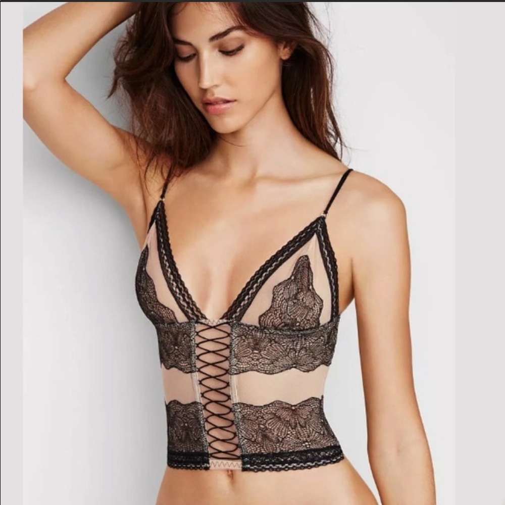 Victorias Secret black & nude mush corset